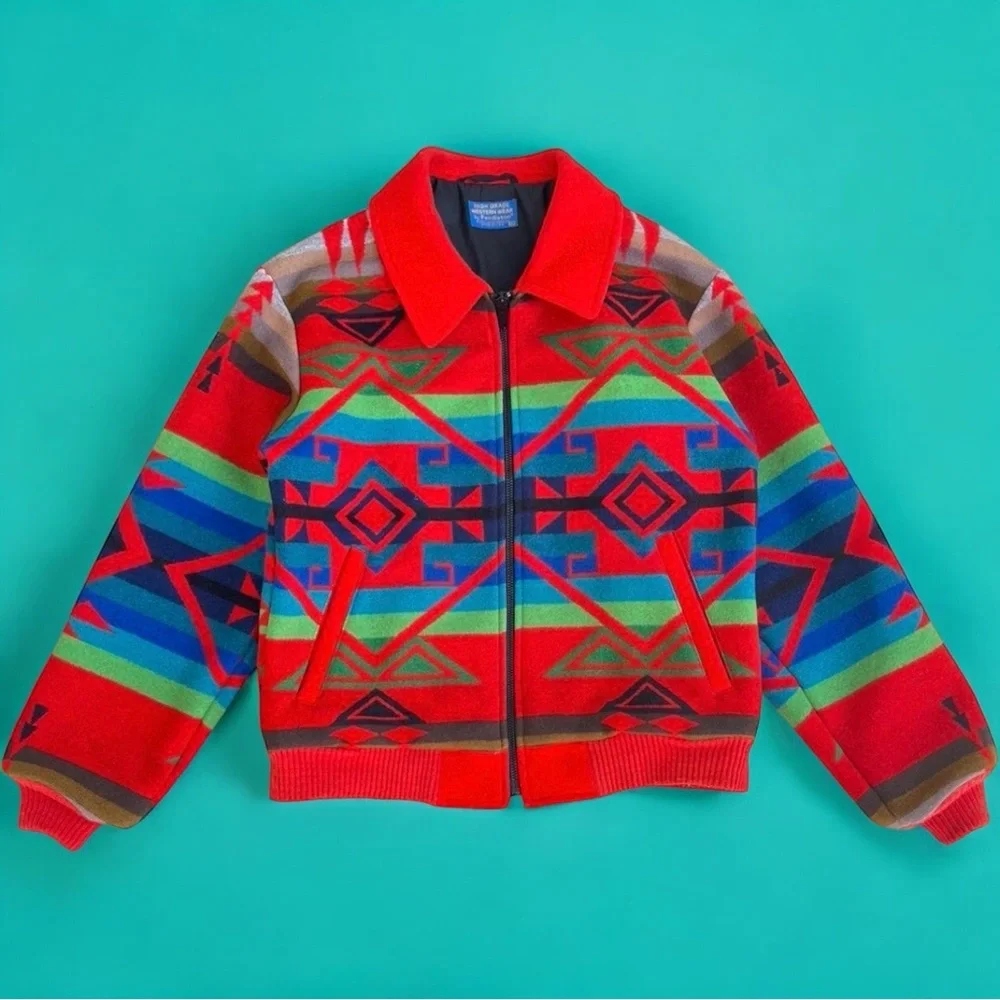 Pendleton High Grade Western Wear Aztec Wool Jacket M USA